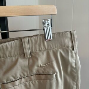Nike Tan Beige Tour Performance Dri Fit Flat Front Chino Golf Shorts Mens 36x11